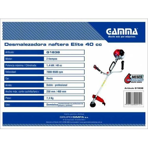 DESMALEZADORA GAMMA ELITE 40CC G1838