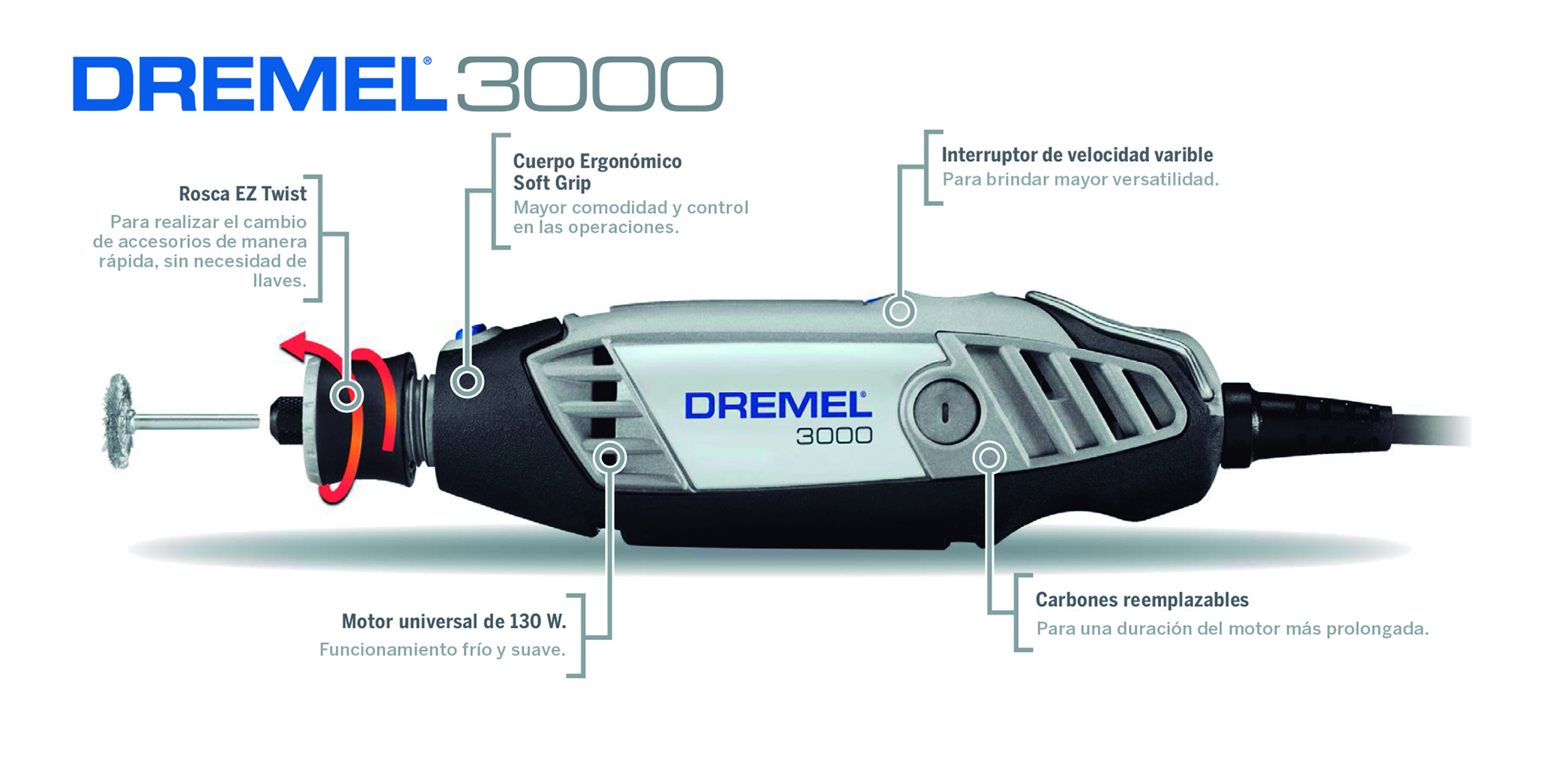 MINITORNO DREMEL 3000 10 ACCESORIOS