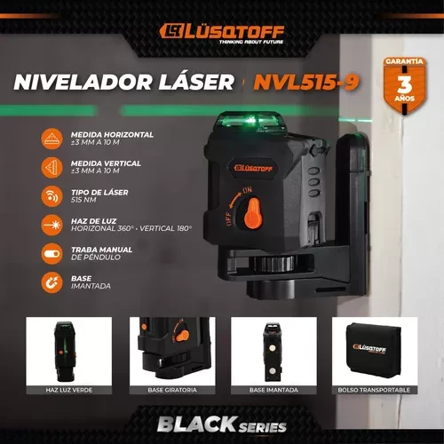 NIVEL LASER LUSQTOFF 30 METROS 2 LINEAS NVL515-9