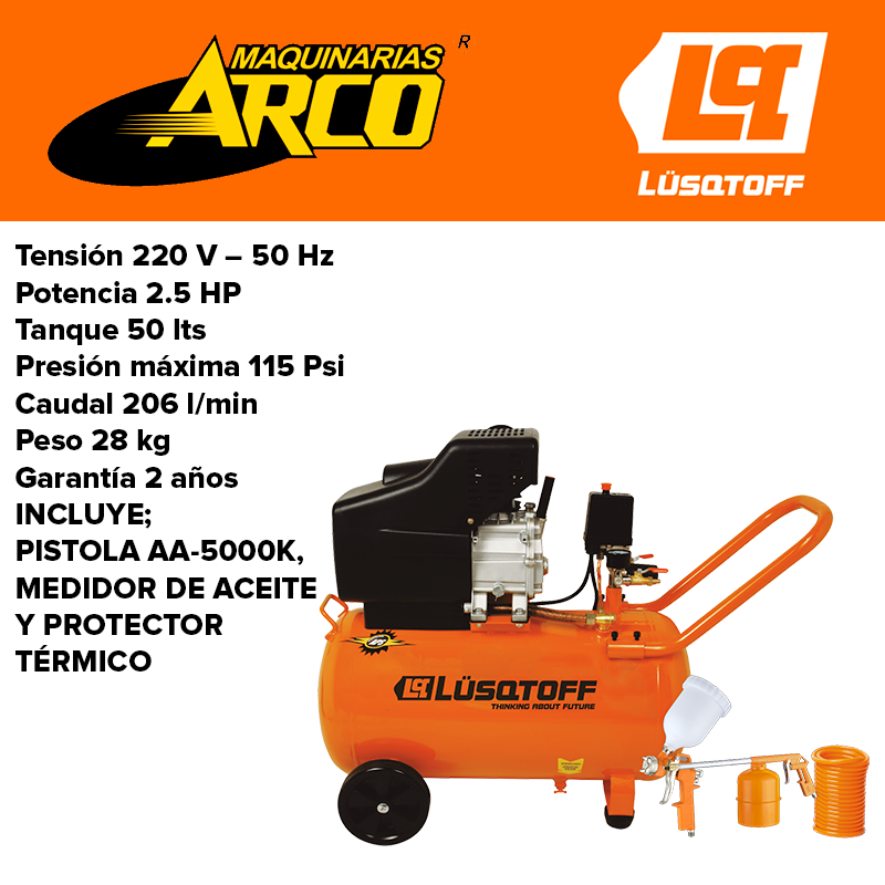 COMPRESOR DE AIRE ELÉCTRICO LUSQTOFF LC-2550 220V 50HZ