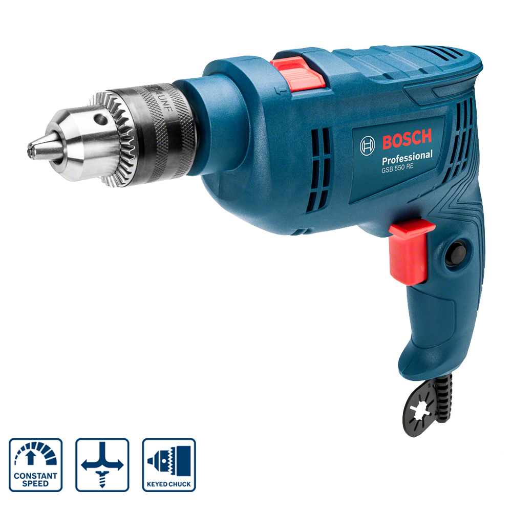 TALADRO BOSCH 13MM GSB 550RE 550 W V.V. + SET 34 PIEZAS